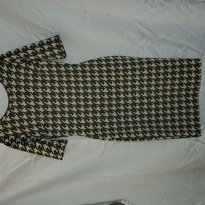 Bodycon stretch houndstooth midi dress medium Midi Classic Date Office Sexy Cute